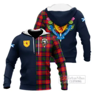 Belsches Tartan Knitted Hoodie Alba with Scottish Lion Royal Arm Half Style