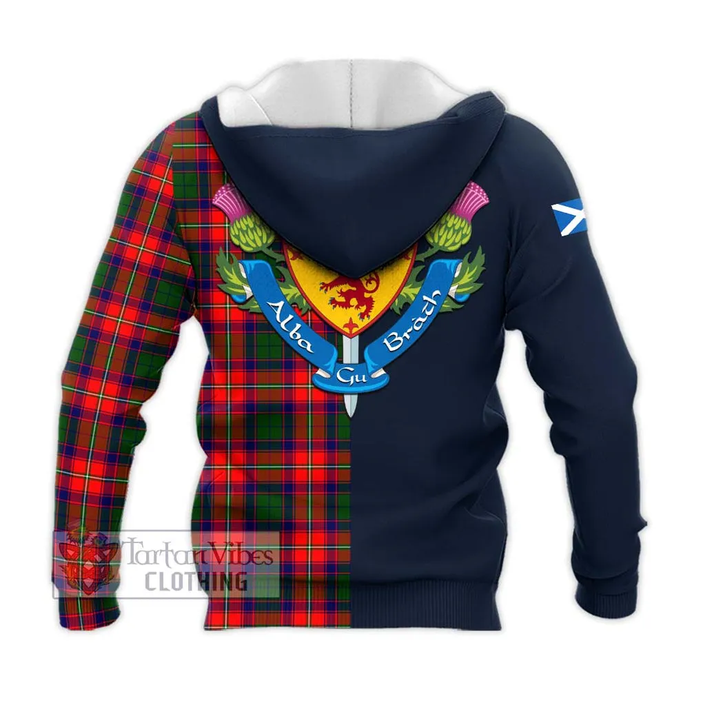 Belsches Tartan Knitted Hoodie Alba with Scottish Lion Royal Arm Half Style