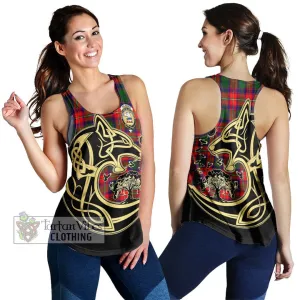 Belsches Tartan Women's Racerback Tanks with Family Crest Celtic Wolf Style