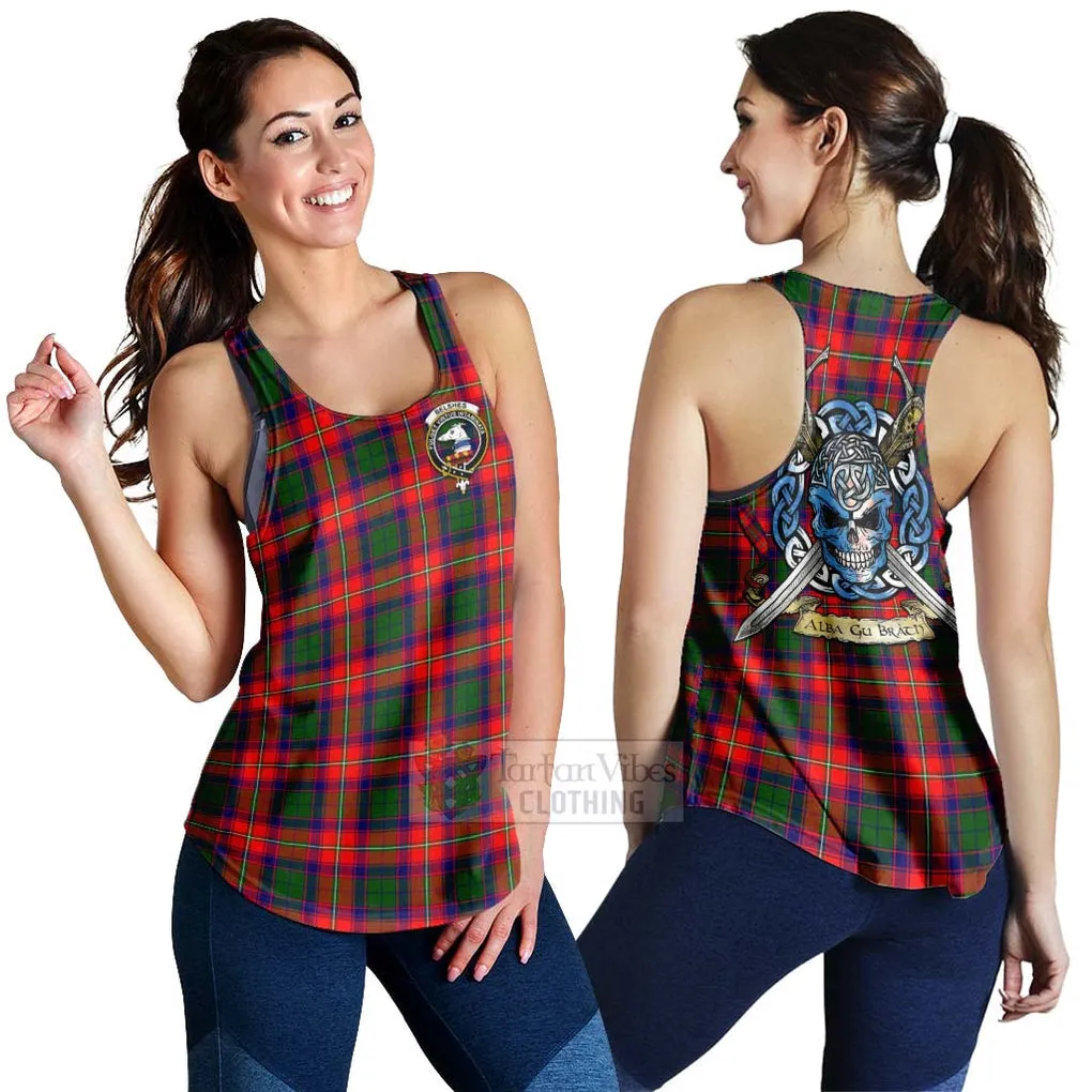 Belshes (Belsches) Tartan Women's Racerback Tanks with Family Crest Celtic Skull Style