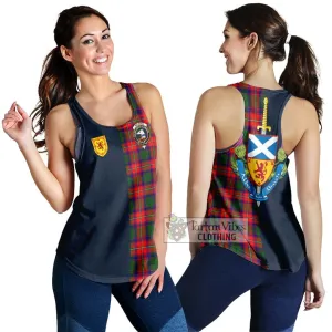 Belshes Tartan Women's Racerback Tanks Alba with Scottish Lion Royal Arm Half Style