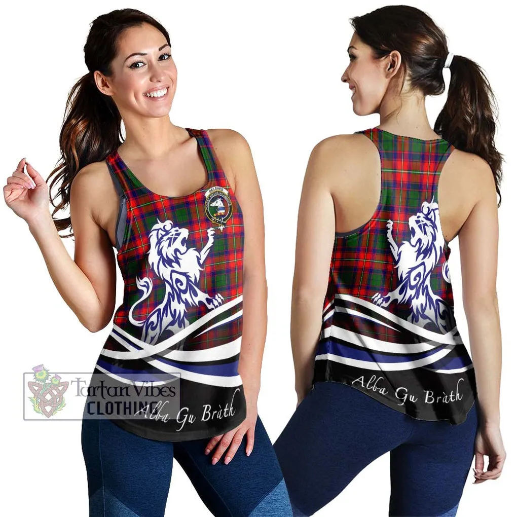 Belshes Tartan Women's Racerback Tanks with Alba Gu Brath Regal Lion Emblem