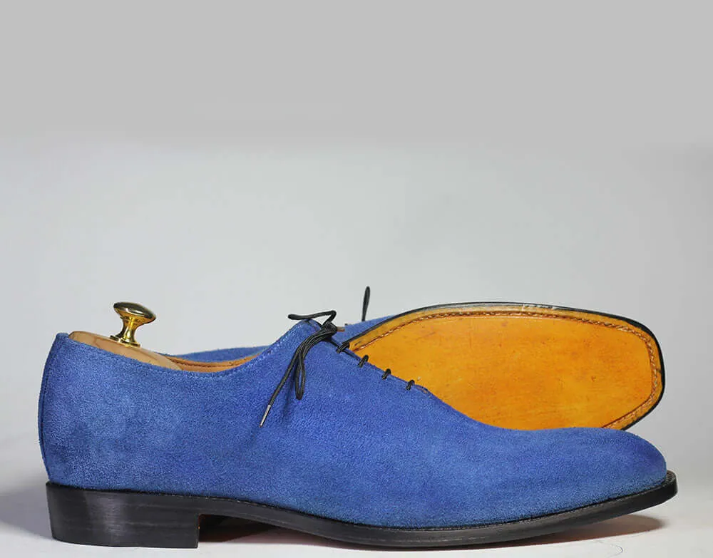 Bespoke Blue Suede Lace up Shoe for Men