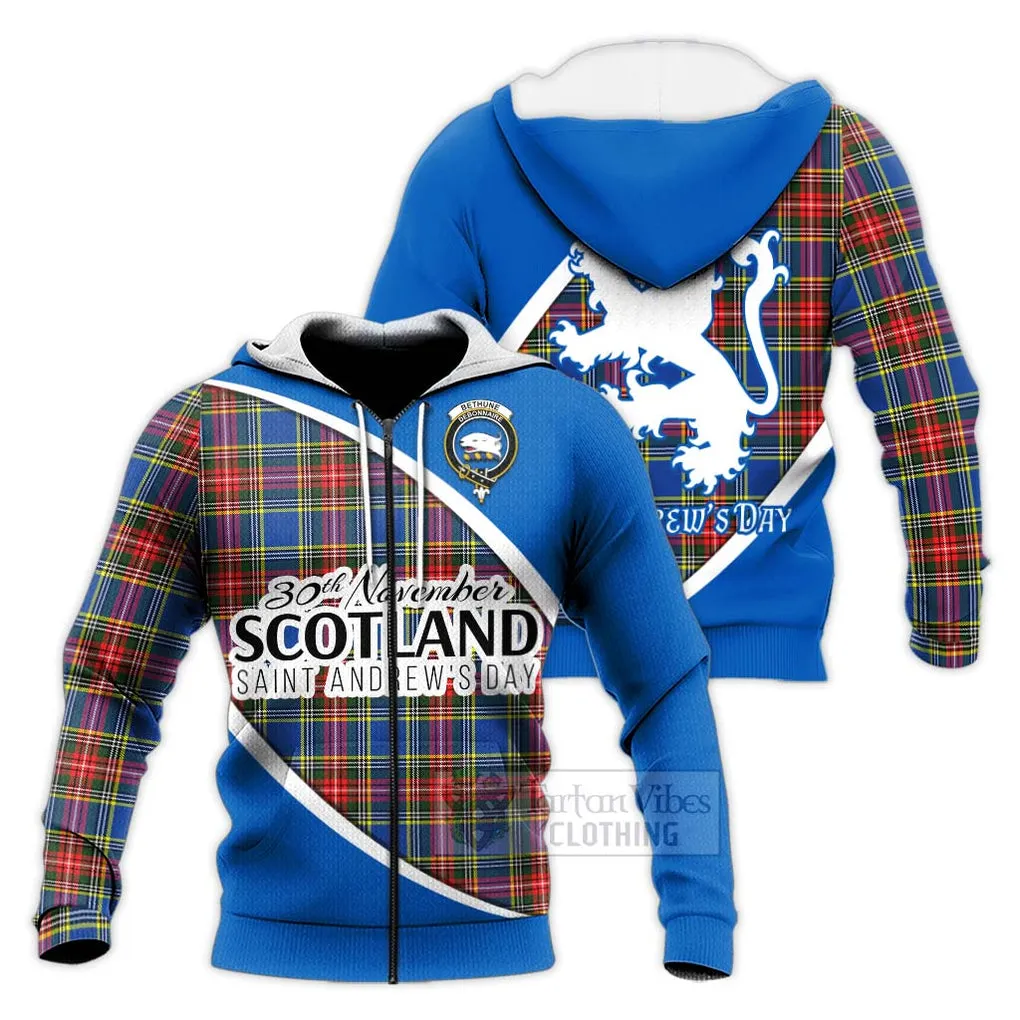 Bethune Family Crest Tartan Knitted Hoodie Celebrate Saint Andrew's Day in Style