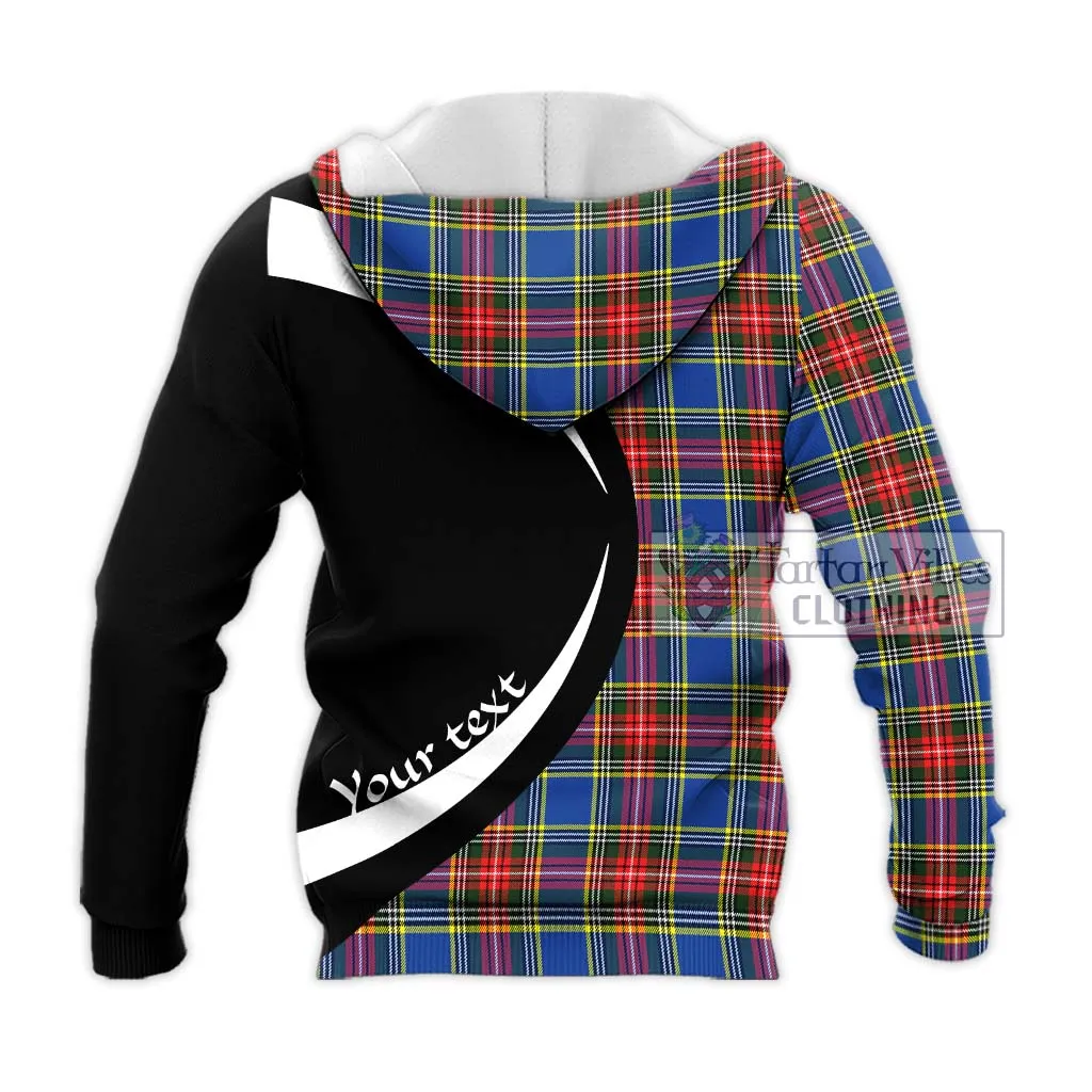 Bethune Tartan Knitted Hoodie with Family Crest Circle Style