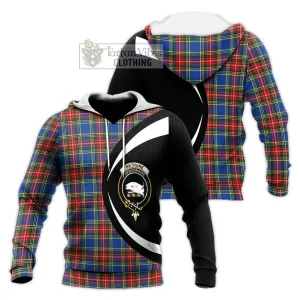 Bethune Tartan Knitted Hoodie with Family Crest Circle Style