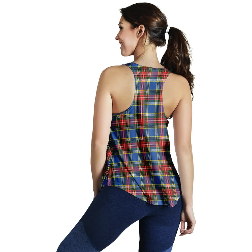 Bethune Tartan Women Racerback Tanks with Family Crest