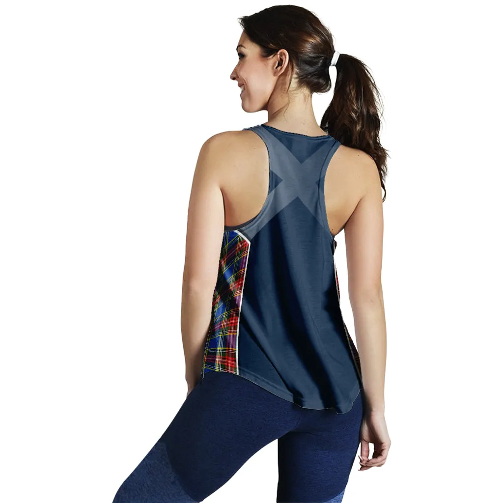 Bethune Tartan Women's Racerback Tanks with Family Crest and Scottish Thistle Vibes Sport Style