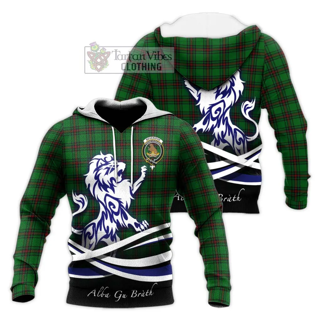 Beveridge Tartan Knitted Hoodie with Alba Gu Brath Regal Lion Emblem