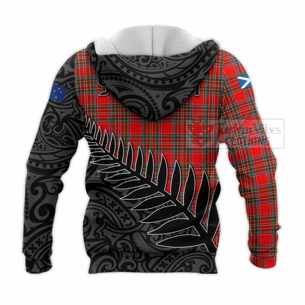 Binning Crest Tartan Knitted Hoodie with New Zealand Silver Fern Half Style