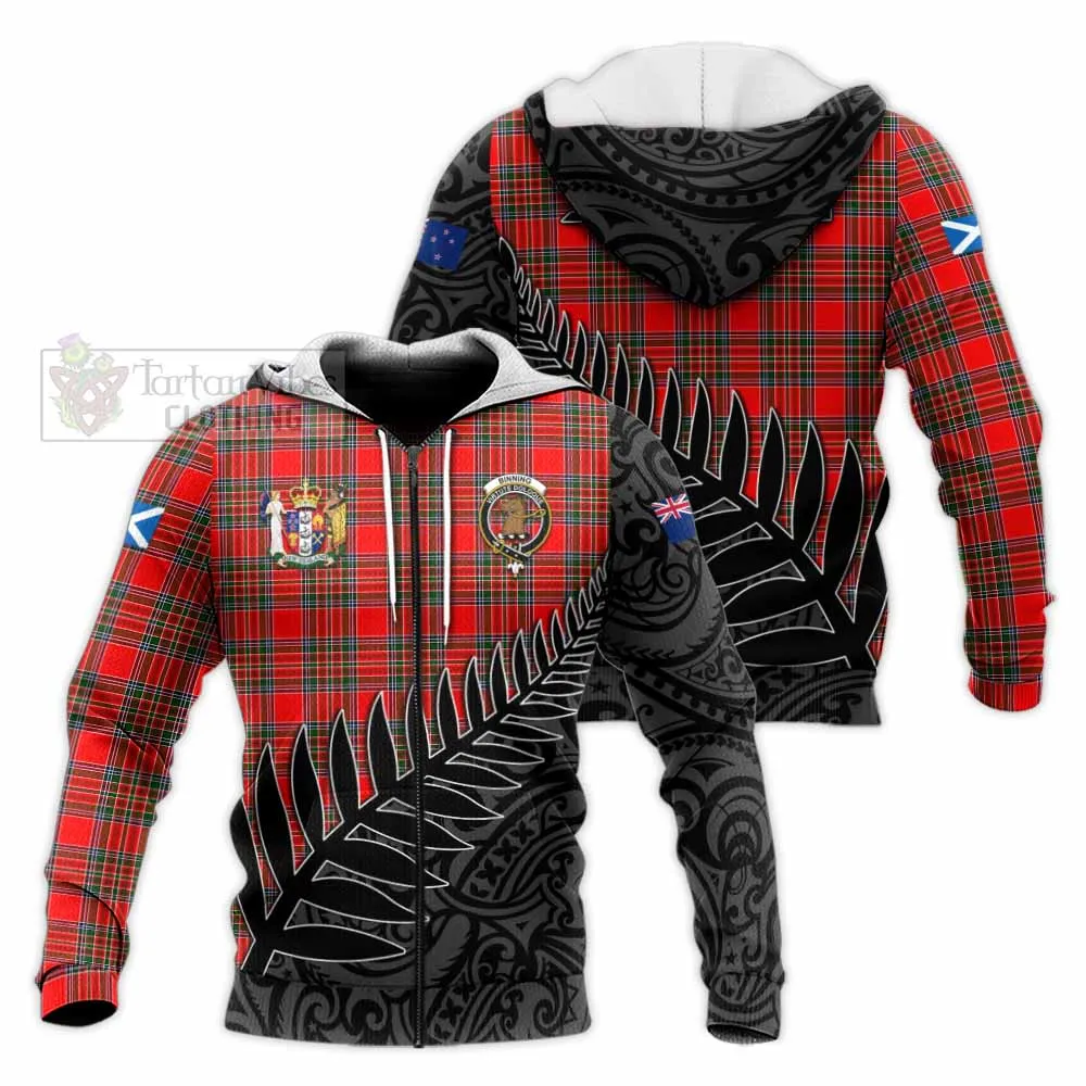 Binning Crest Tartan Knitted Hoodie with New Zealand Silver Fern Half Style