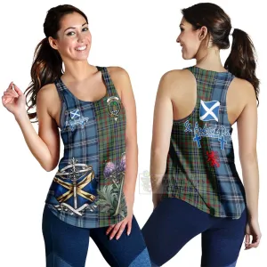 Bisset Tartan Women's Racerback Tanks Happy St. Andrew's Day Half Tartan Style