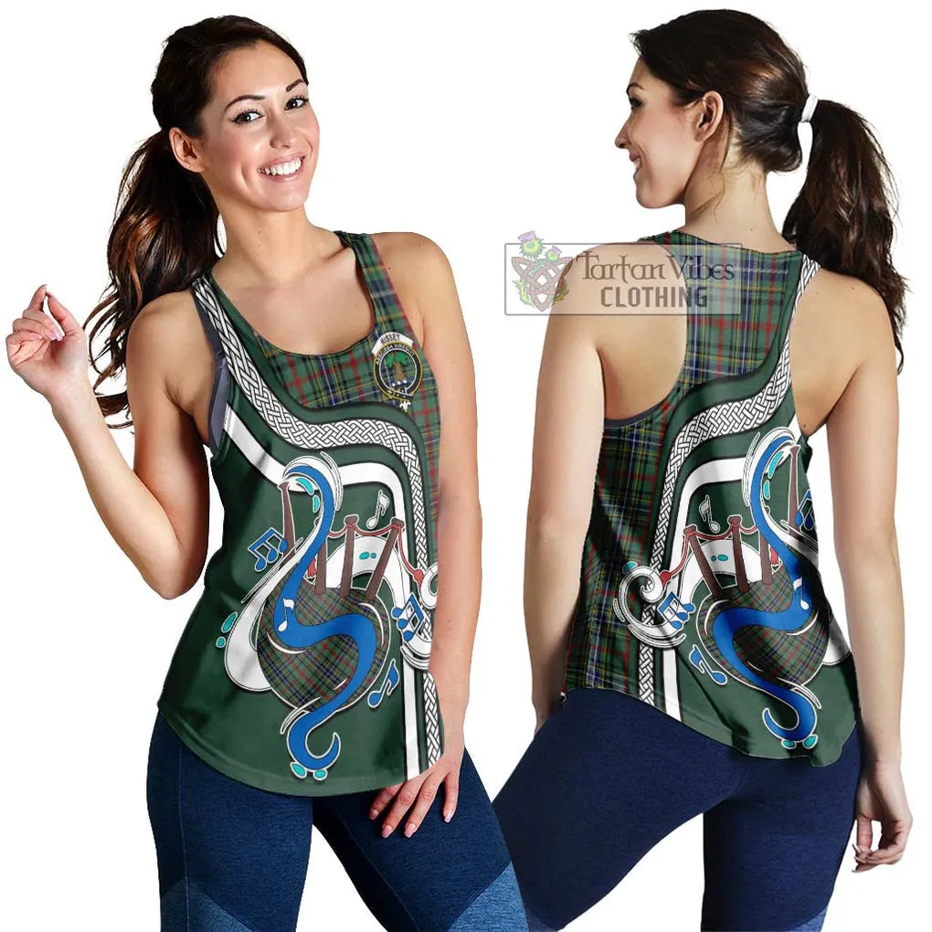 Bisset Tartan Women's Racerback Tanks with Epic Bagpipe Style