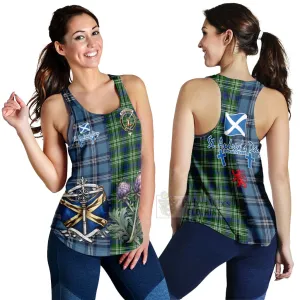 Blackadder Tartan Women's Racerback Tanks Happy St. Andrew's Day Half Tartan Style