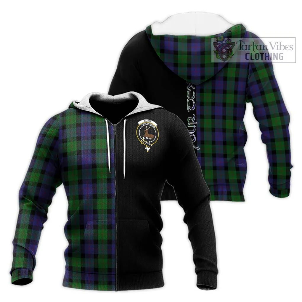 Blair Tartan Knitted Hoodie with Family Crest and Half Of Me Style