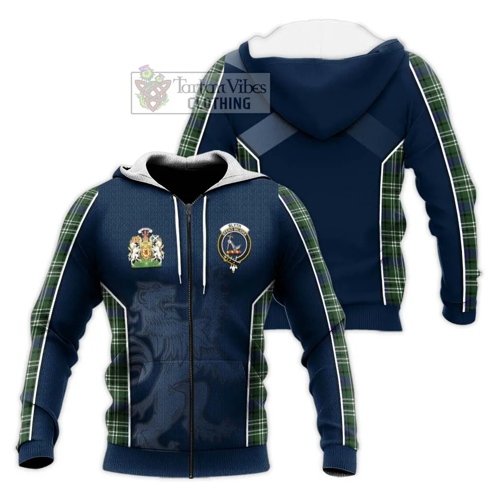 Blyth Tartan Knitted Hoodie with Family Crest and Lion Rampant Vibes Sport Style