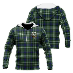 Blyth Tartan Knitted Hoodie with Family Crest