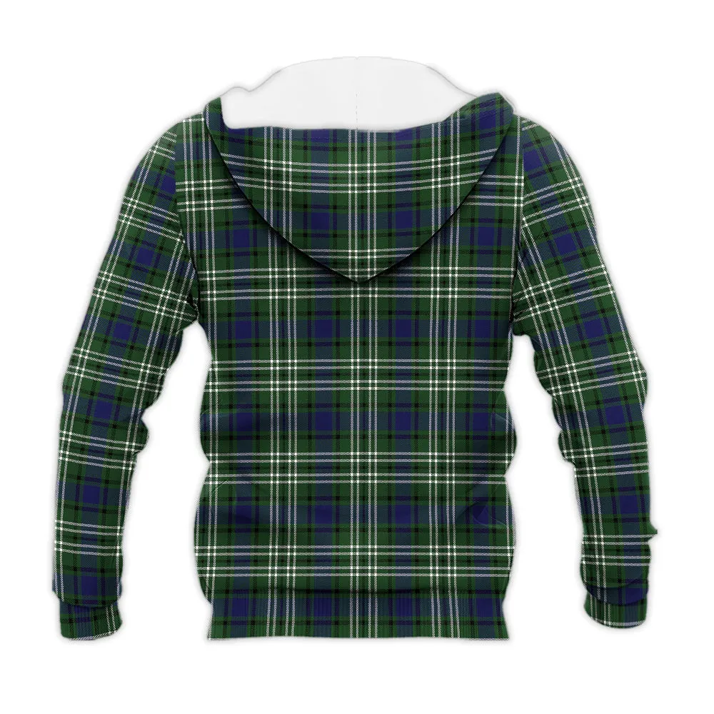 Blyth Tartan Knitted Hoodie with Family Crest