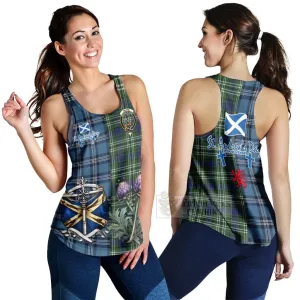 Blyth Tartan Women's Racerback Tanks Happy St. Andrew's Day Half Tartan Style