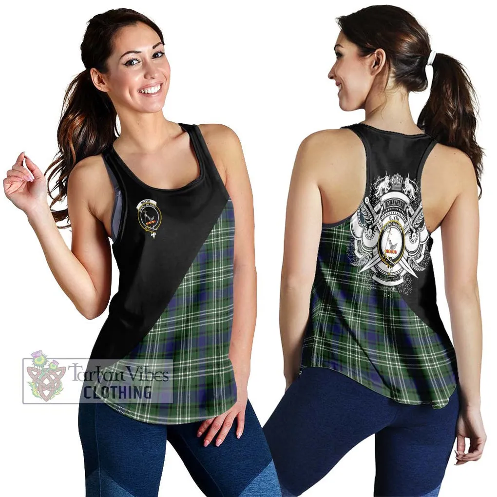 Blyth Tartan Women's Racerback Tanks with Family Crest and Military Logo Style