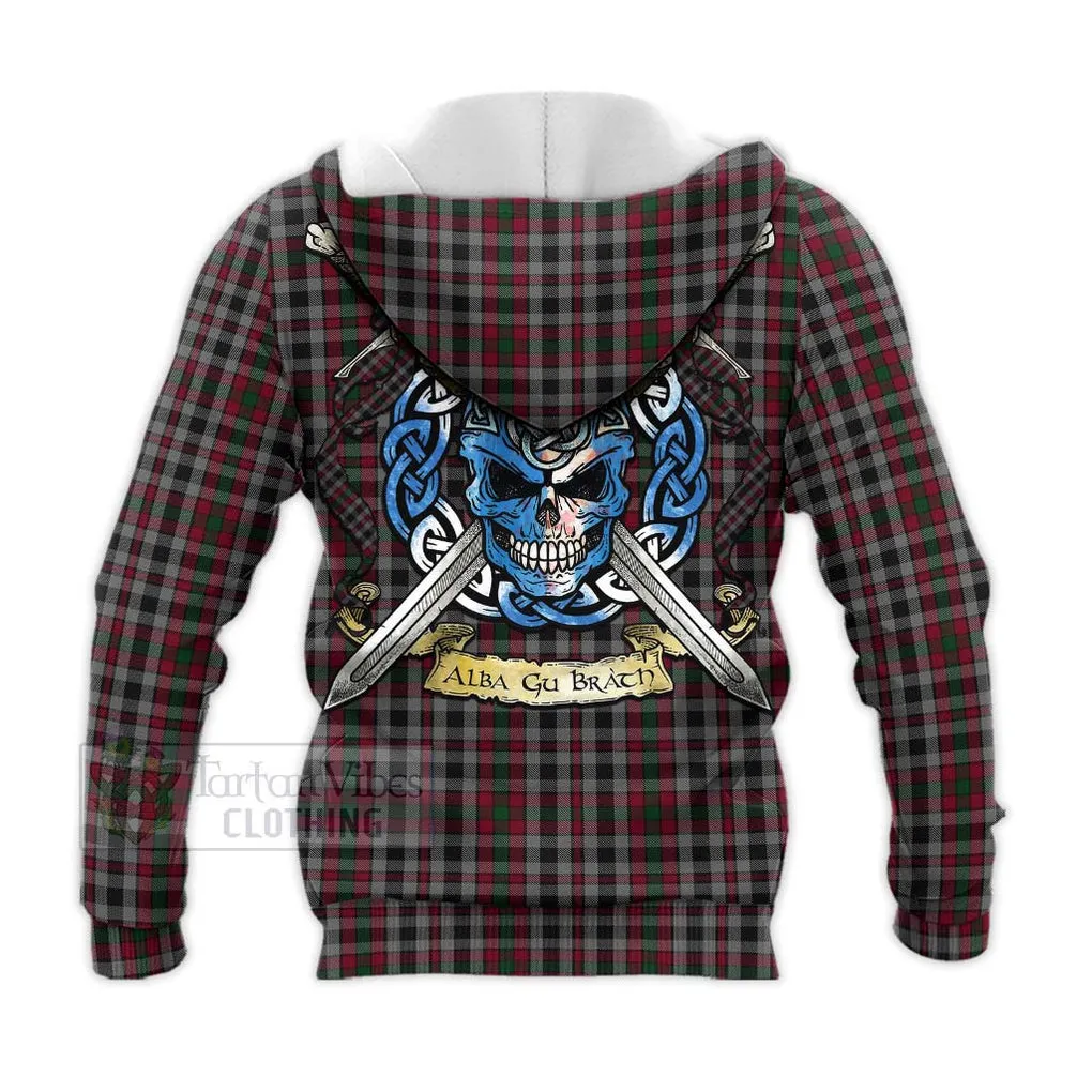 Borthwick Tartan Knitted Hoodie with Family Crest Celtic Skull Style