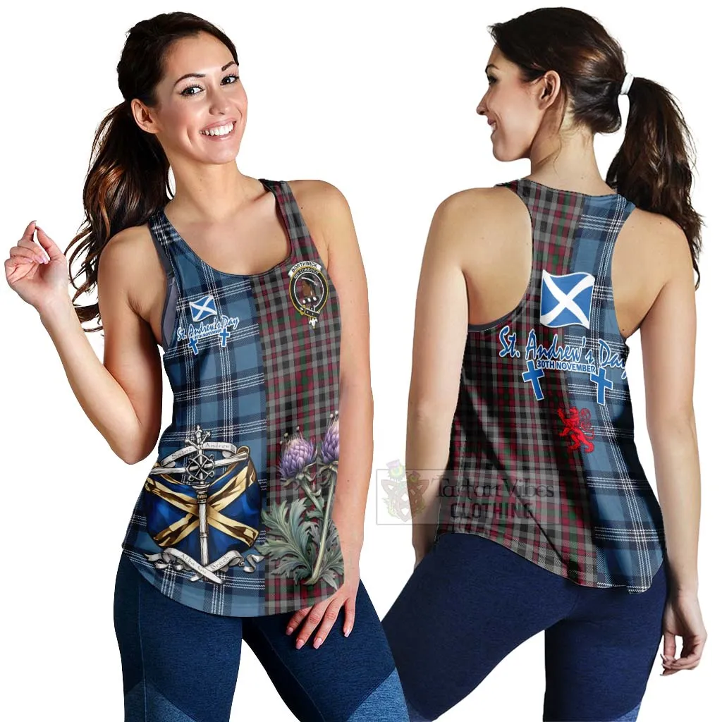 Borthwick Tartan Women's Racerback Tanks Happy St. Andrew's Day Half Tartan Style