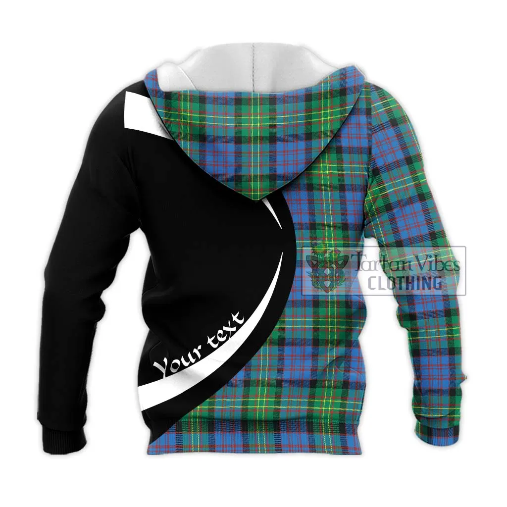 Bowie Ancient Tartan Knitted Hoodie with Family Crest Circle Style