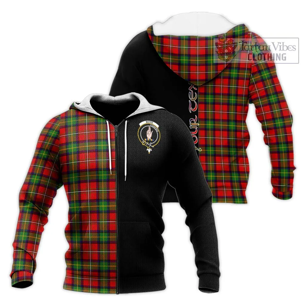 Boyd Tartan Knitted Hoodie with Family Crest and Half Of Me Style