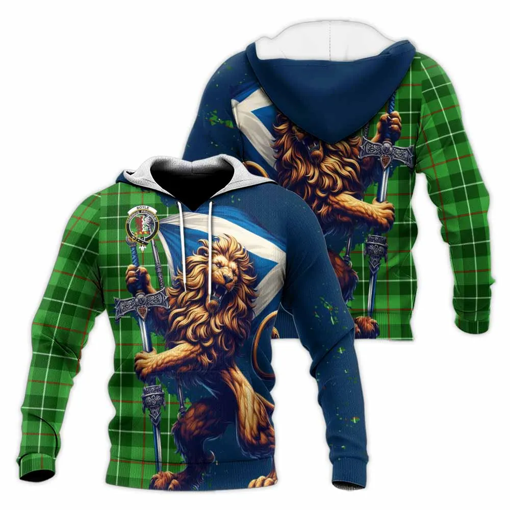 Boyle Tartan Family Crest Knitted Hoodie with Scottish Majestic Lion