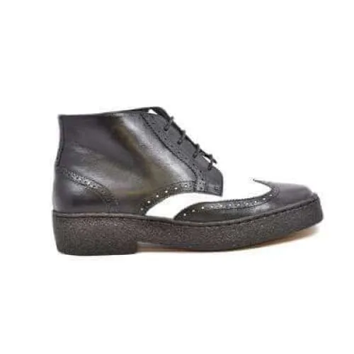 British Walkers Wingtip Two Tone Men's Black and White Leather