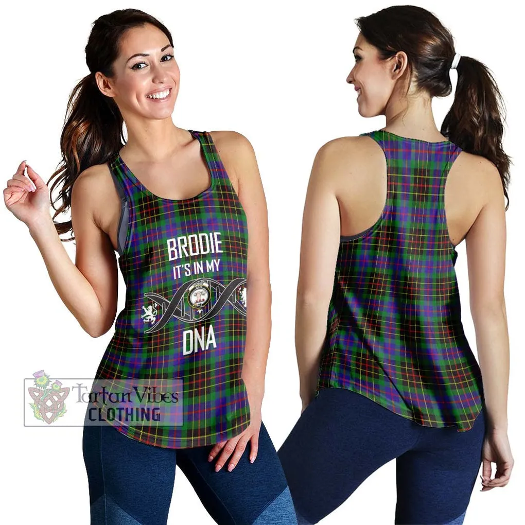 Brodie Hunting Modern Tartan Women's Racerback Tanks with Family Crest DNA In Me Style