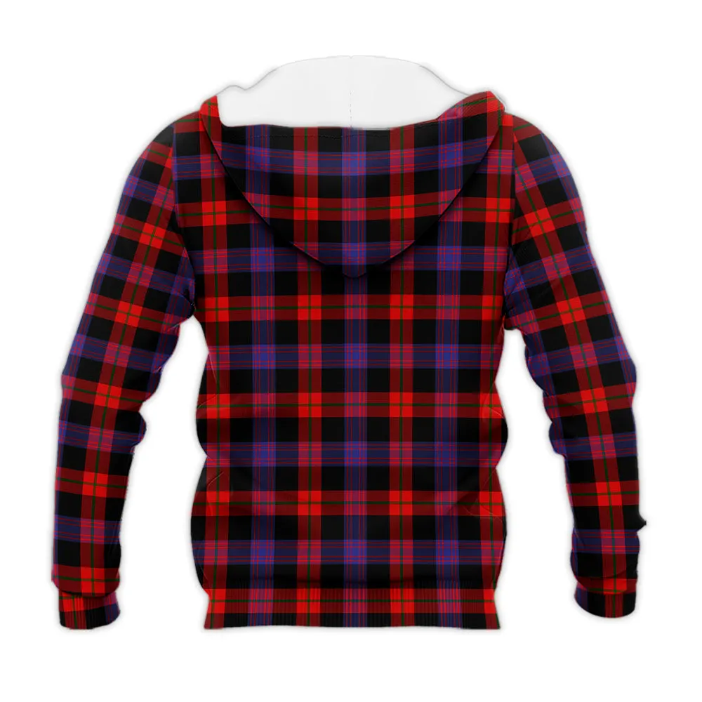 Broun Modern Tartan Knitted Hoodie with Family Crest