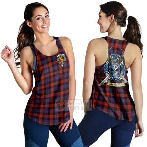 Brown (Broun) Tartan Women's Racerback Tanks with Family Crest Celtic Skull Style