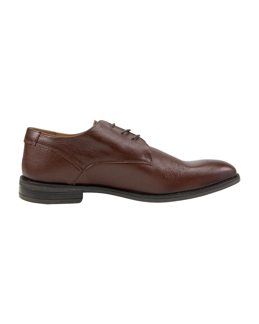 Brown Scotch Grain Leather Derby Shoes