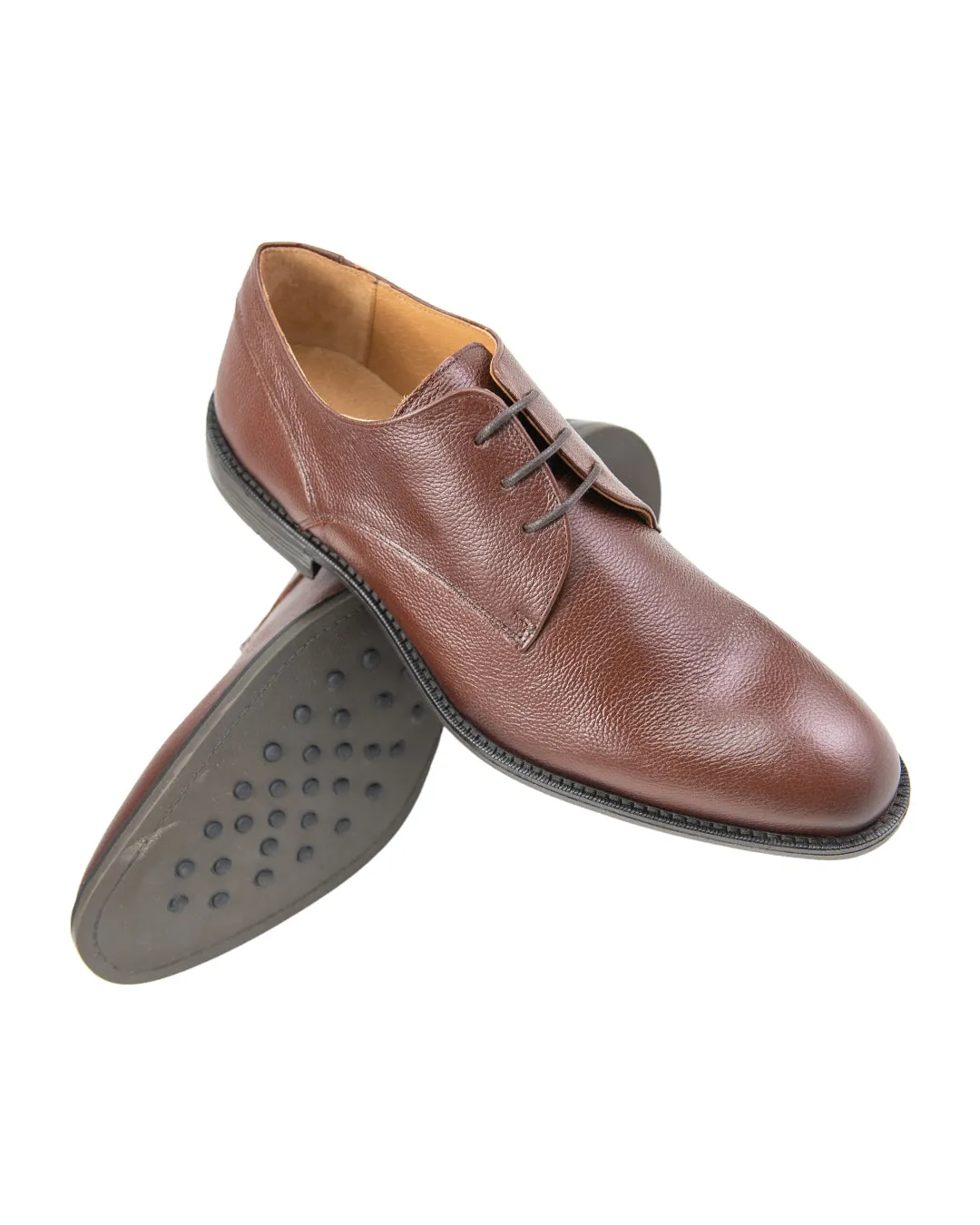 Brown Scotch Grain Leather Derby Shoes