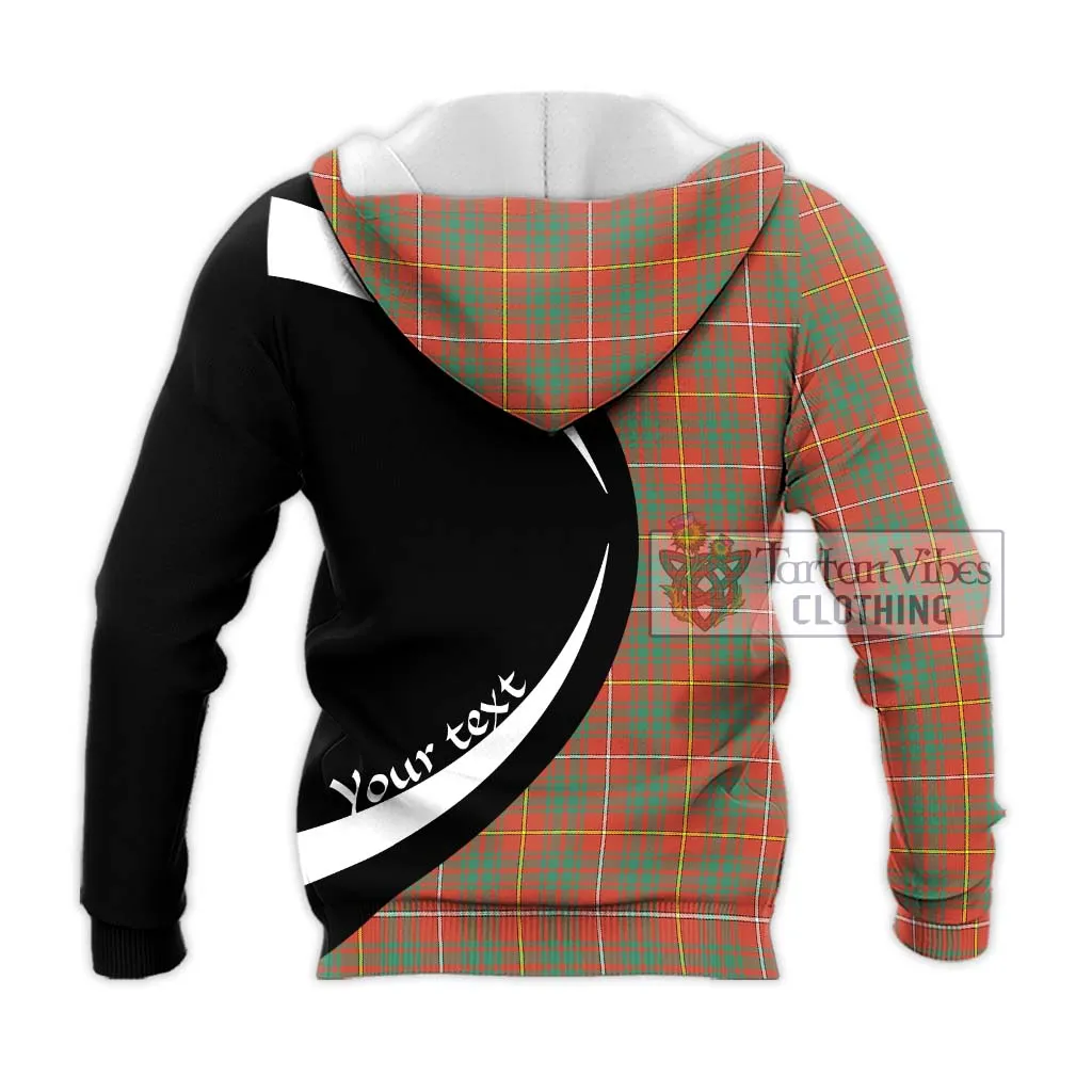 Bruce Ancient Tartan Knitted Hoodie with Family Crest Circle Style