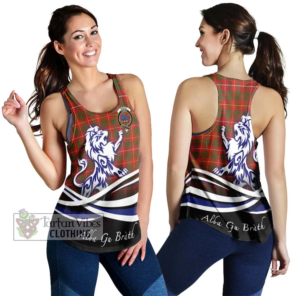 Bruce Modern Tartan Women's Racerback Tanks with Alba Gu Brath Regal Lion Emblem