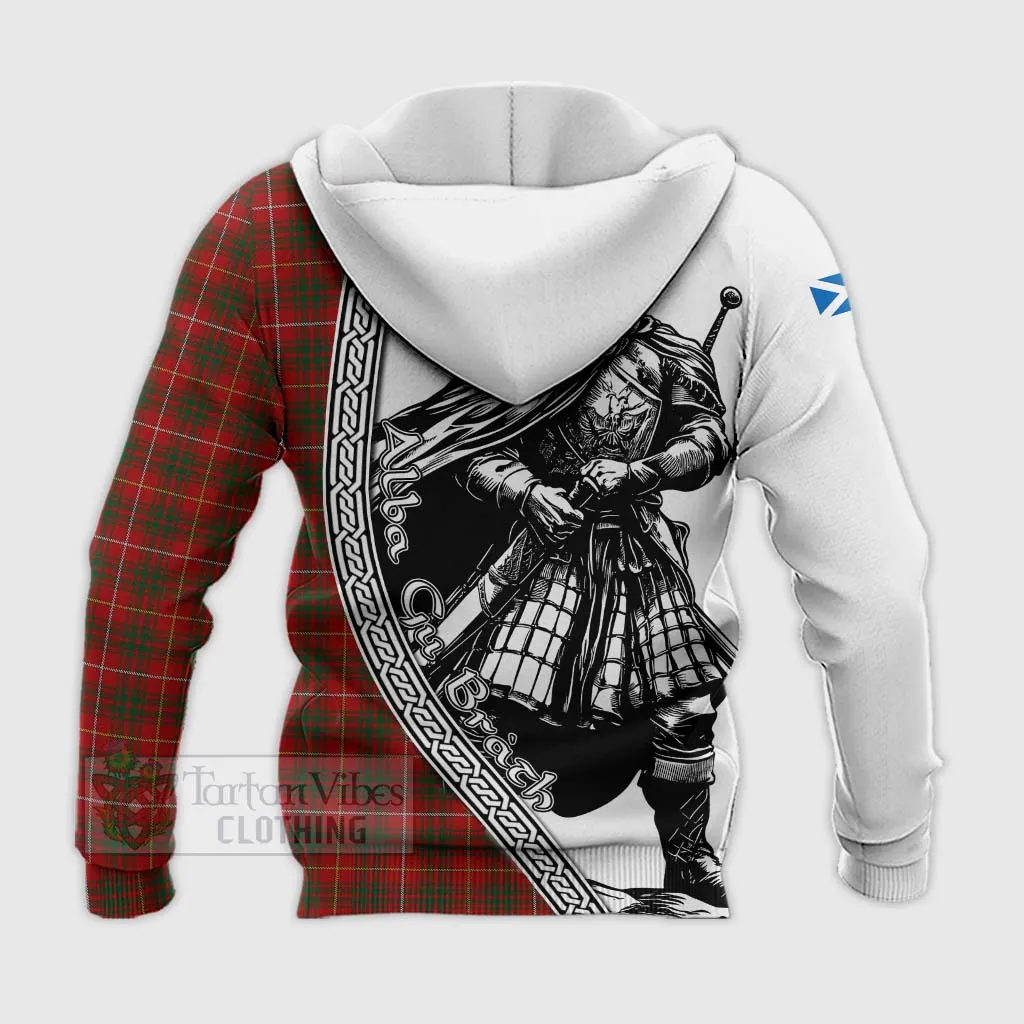 Bruce Tartan Clan Crest Knitted Hoodie with Highlander Warrior Celtic Style