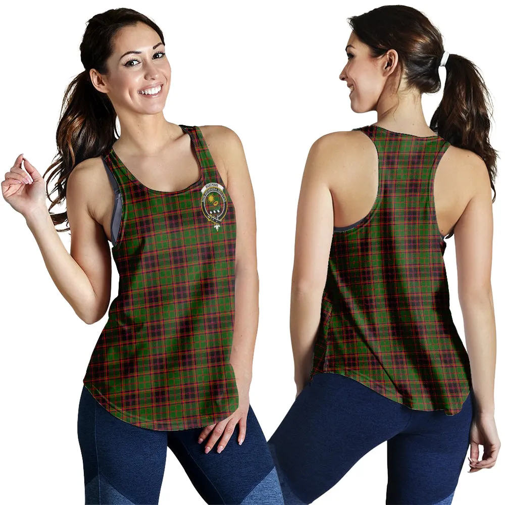 Buchan Tartan Women Racerback Tanks with Family Crest