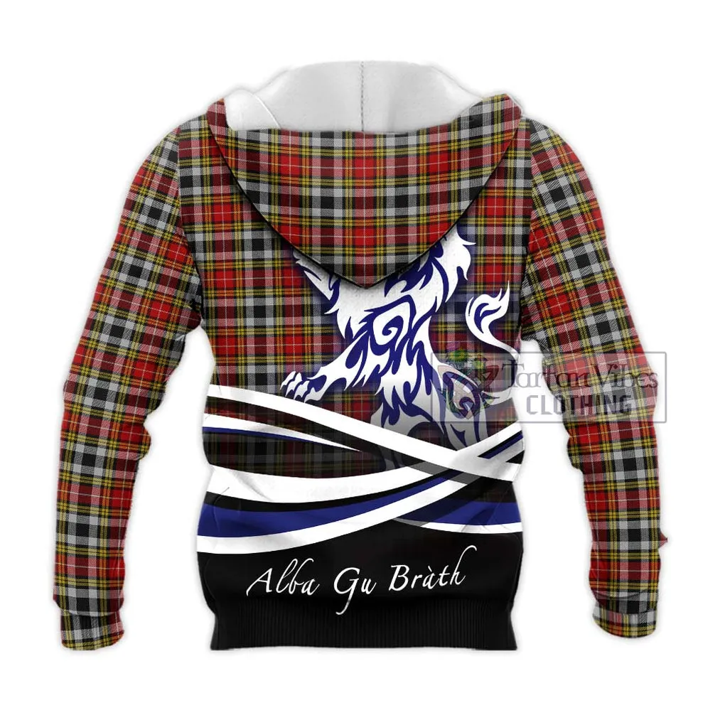 Buchanan Old Dress Tartan Knitted Hoodie with Alba Gu Brath Regal Lion Emblem