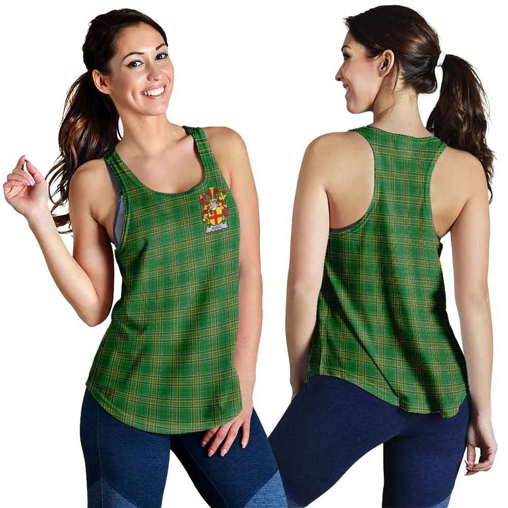 Burke Irish Clan Tartan Women's Racerback Tanks with Coat of Arms