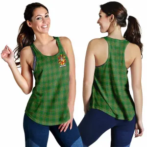 Burke Irish Clan Tartan Women's Racerback Tanks with Coat of Arms