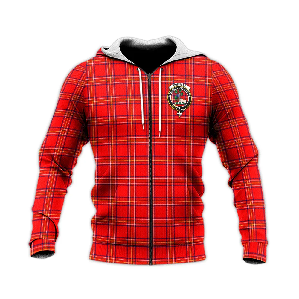 Burnett Modern Tartan Knitted Hoodie with Family Crest