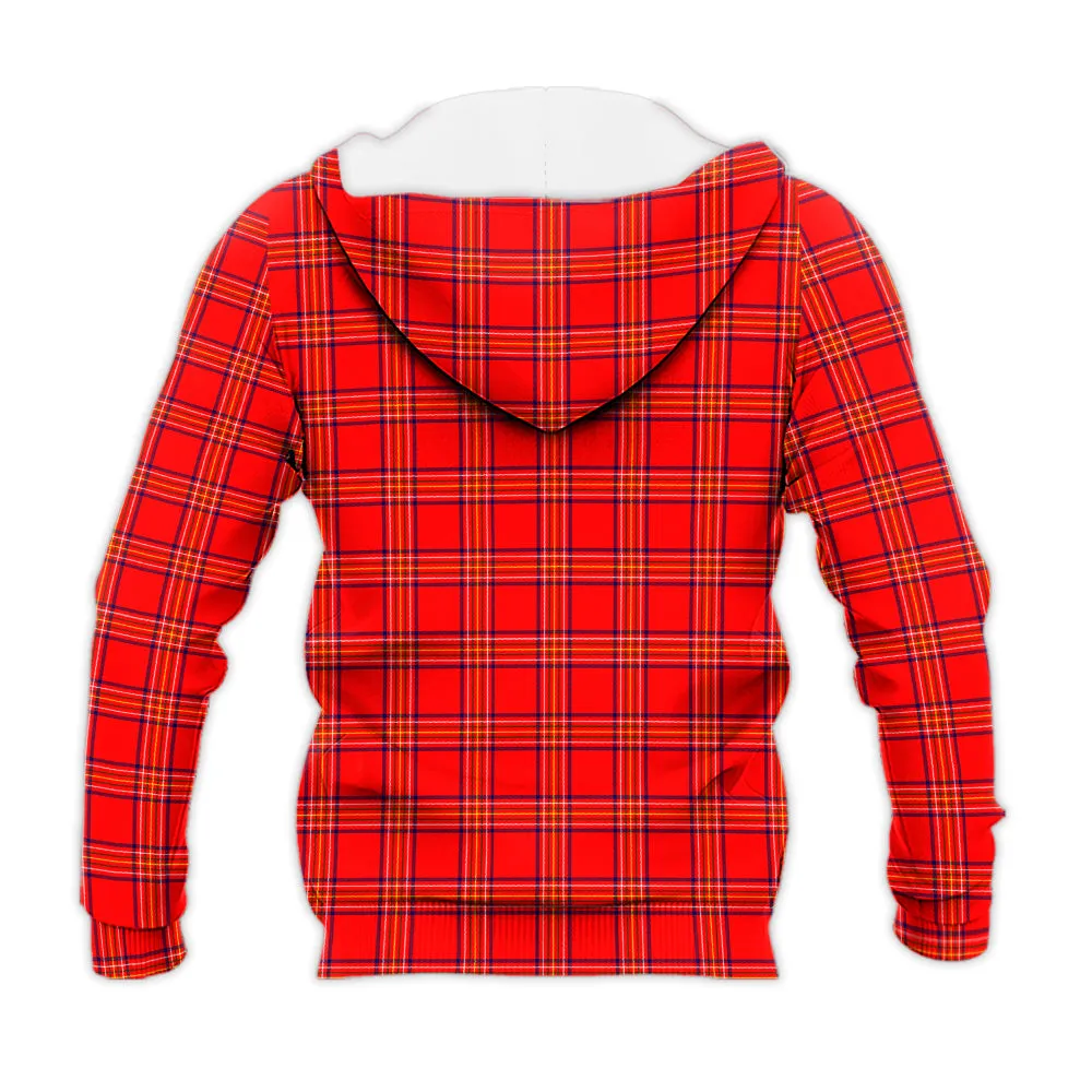 Burnett Modern Tartan Knitted Hoodie with Family Crest