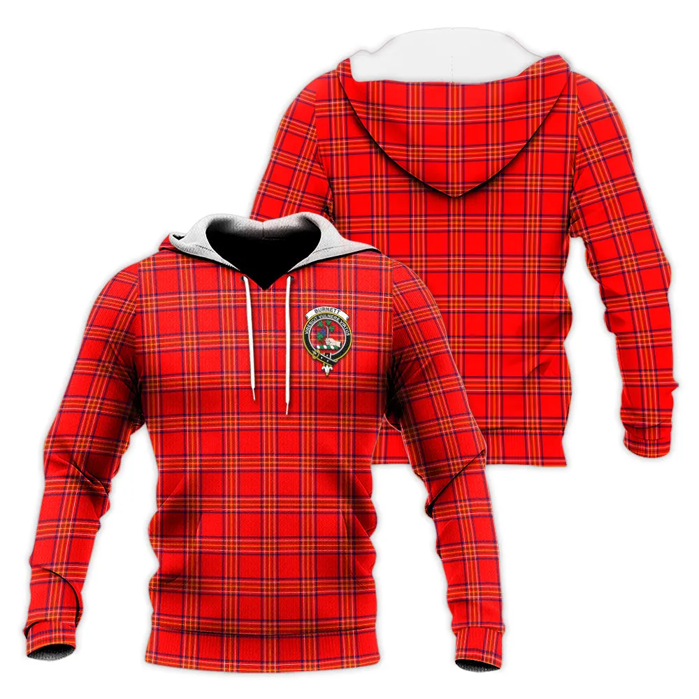 Burnett Modern Tartan Knitted Hoodie with Family Crest