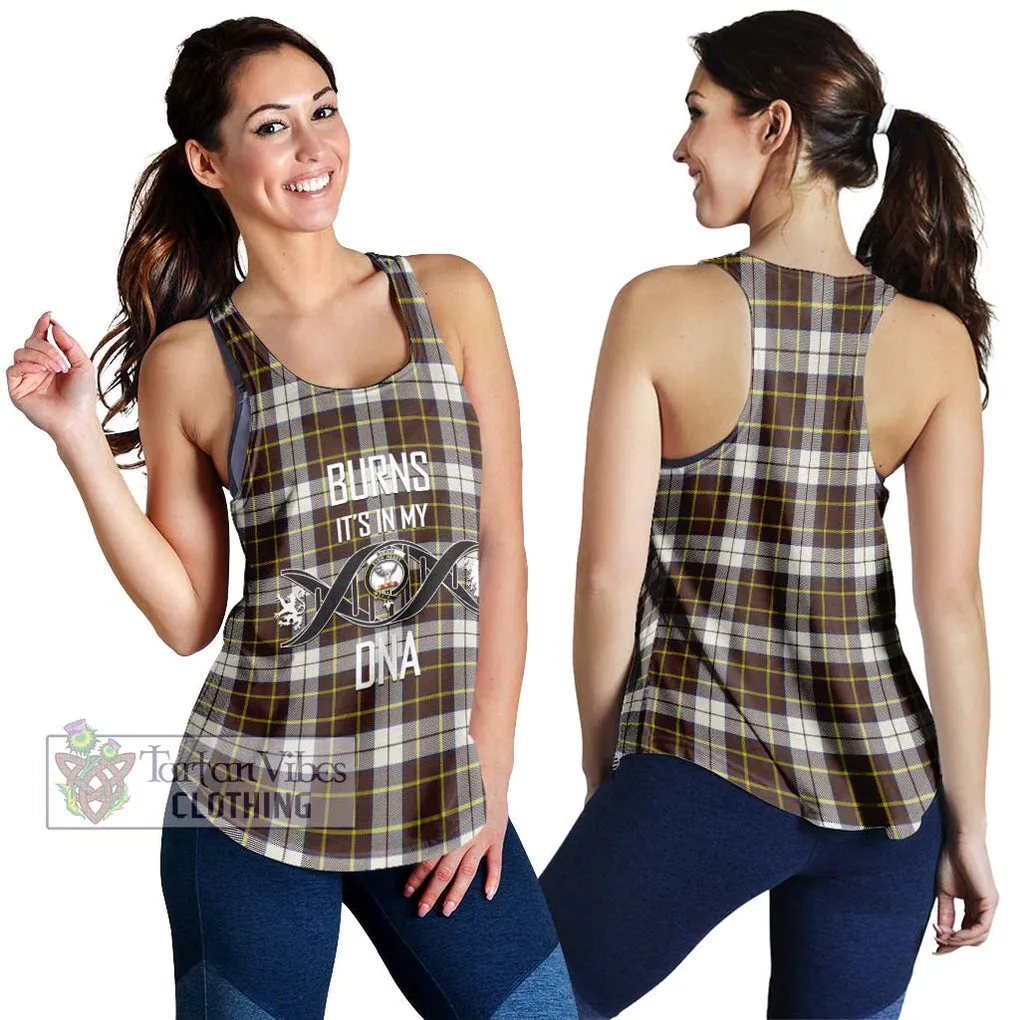 Burns Battalion Weathered Tartan Women's Racerback Tanks with Family Crest DNA In Me Style