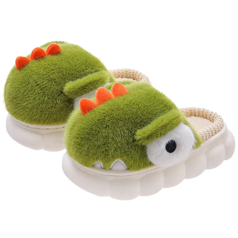 Children's Cotton Slippers Boys Dinosaur Warm With Velvet