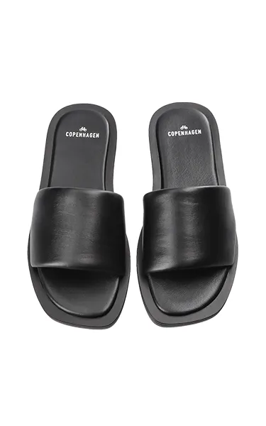 Copenhagen Black Nappa Slip On Sandals