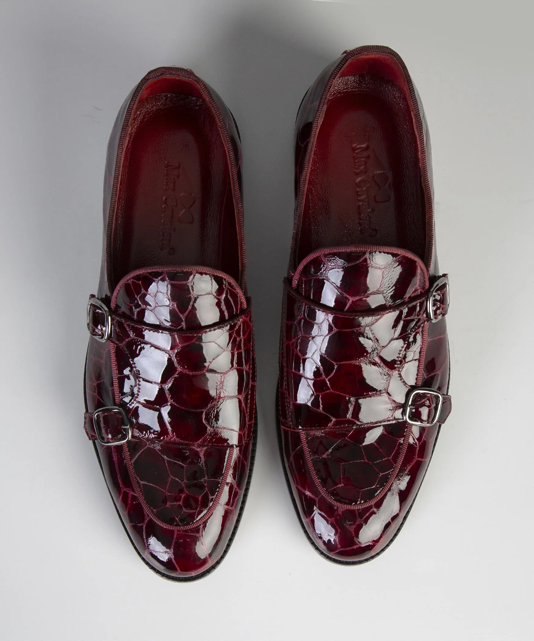 Crocodile Print Claret Red Leather Loafer