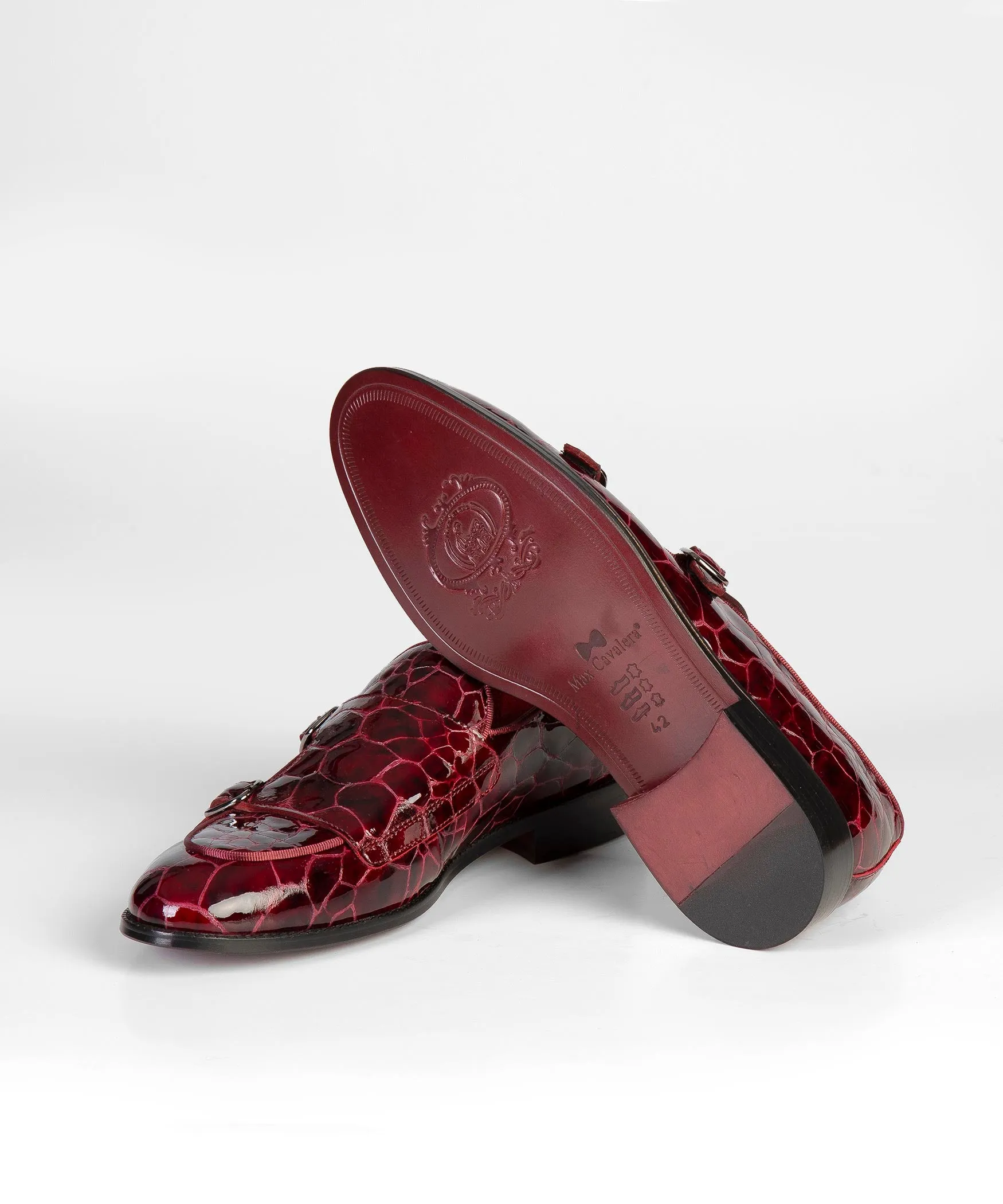 Crocodile Print Claret Red Leather Loafer